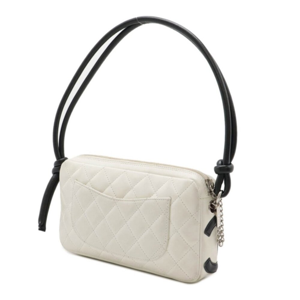 CHANEL Cambon Quilted Ligne Shoulder Bowling Pouch Bag Tote White - Picture 4 of 8